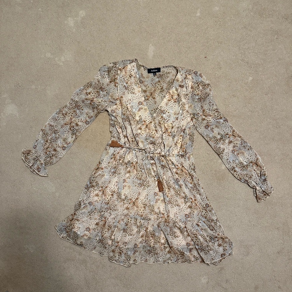 Aakaa Floral Print Dress with Earthy Tones